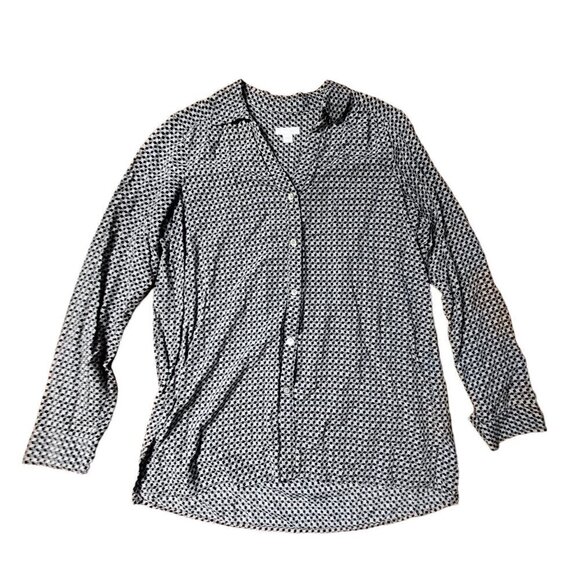 J. Jill Geometric Print Button Up Long Sleeve Shirt‎ Rayon Dressy Classic XS - Picture 5 of 8
